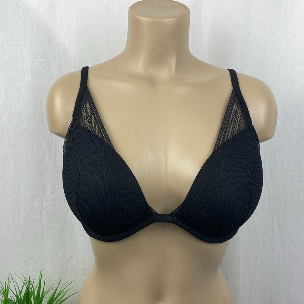 Victoria’s Secret Black Contour Cup Underwire Lace Bra 34DDD 34F
